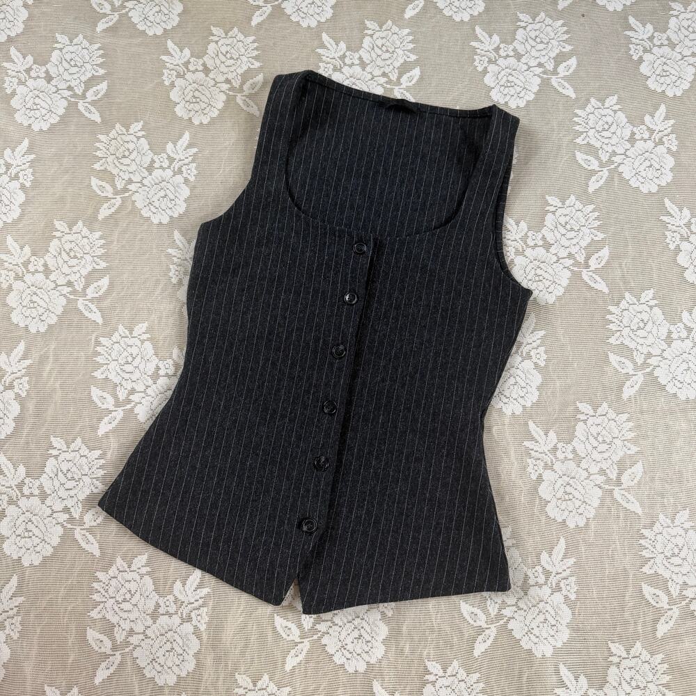 Zara Pinstripe Button Front Vest Size Medium